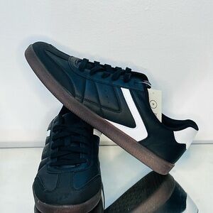 Black and White Sneakers with Brown Sole
